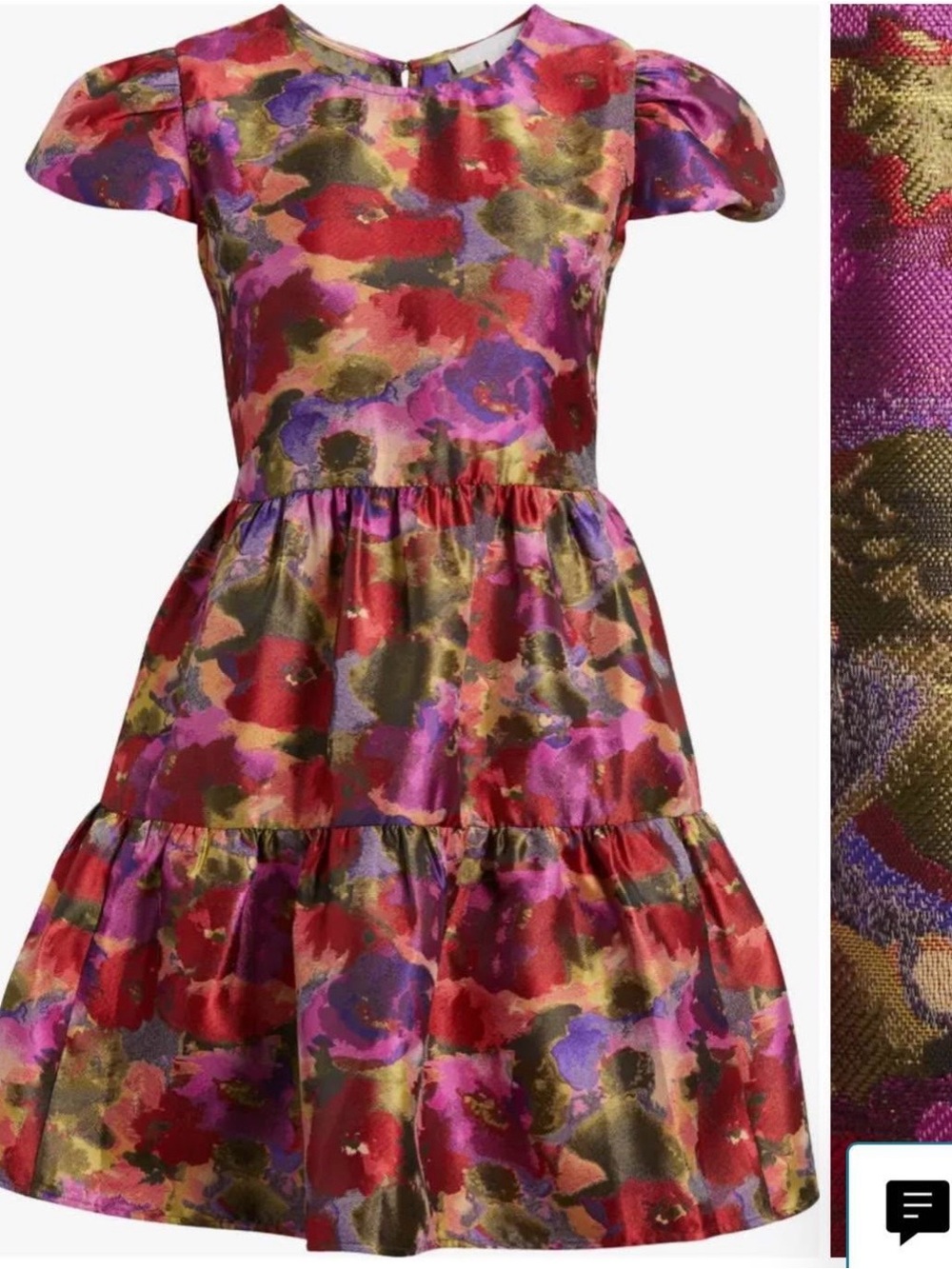 Nordstrom Metallic Floral Tiered Dress in Pink, Red, Purple, Green, Gold